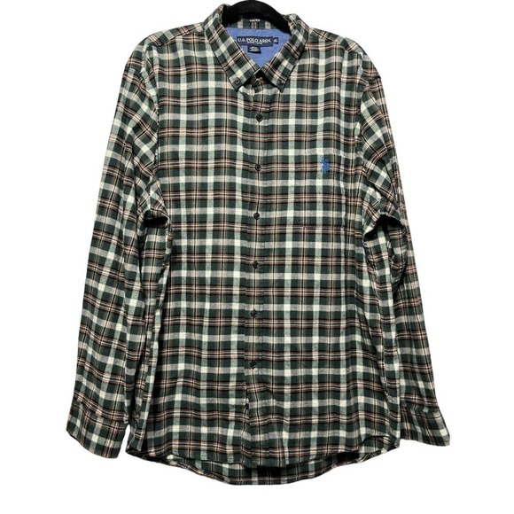 U.S. Polo ASSN. Stretch Men’s Classic Fit Long Sleeve Plaid Button -Down Shirt - Picture 1 of 11